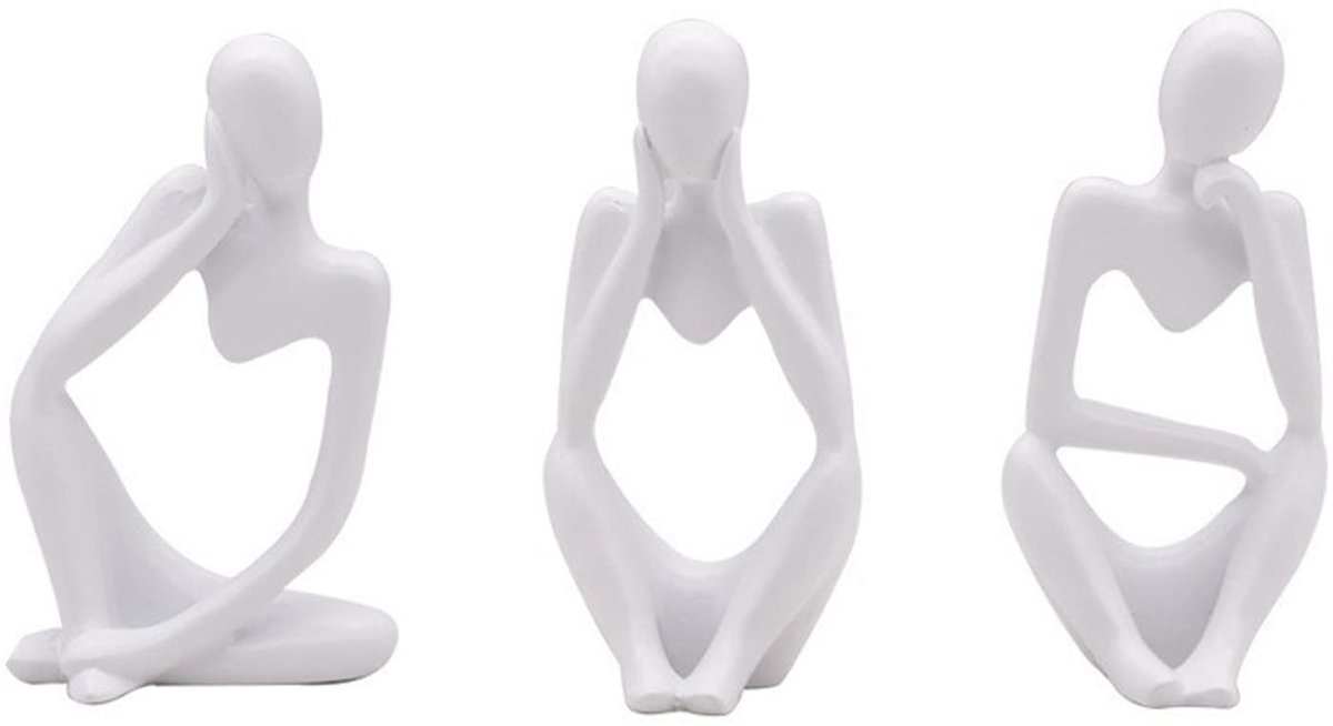 Dailygoods- Abstracte Sculptuur - Decoratieve Figuren - Moderne Woonkamer Ornamenten - Huiswinkel Decoratie - Abstracte Figuur Standbeeld - Wit Kleur