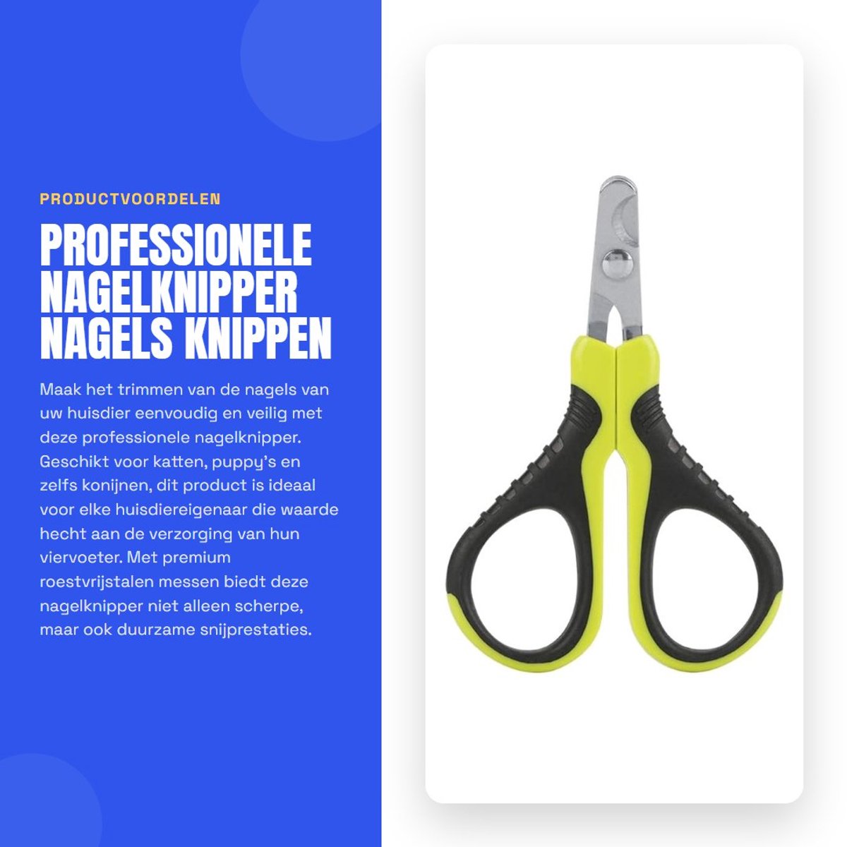 Dailygoods- Nagelknipper Professionele Roestvrijstalen Messen - Nagelknipper Hond - Nagelknipper Kat - Nagelriem Knipper - Antislip Handgreep - Veilig en Comfortabel - Huisdieren Nagelknipper