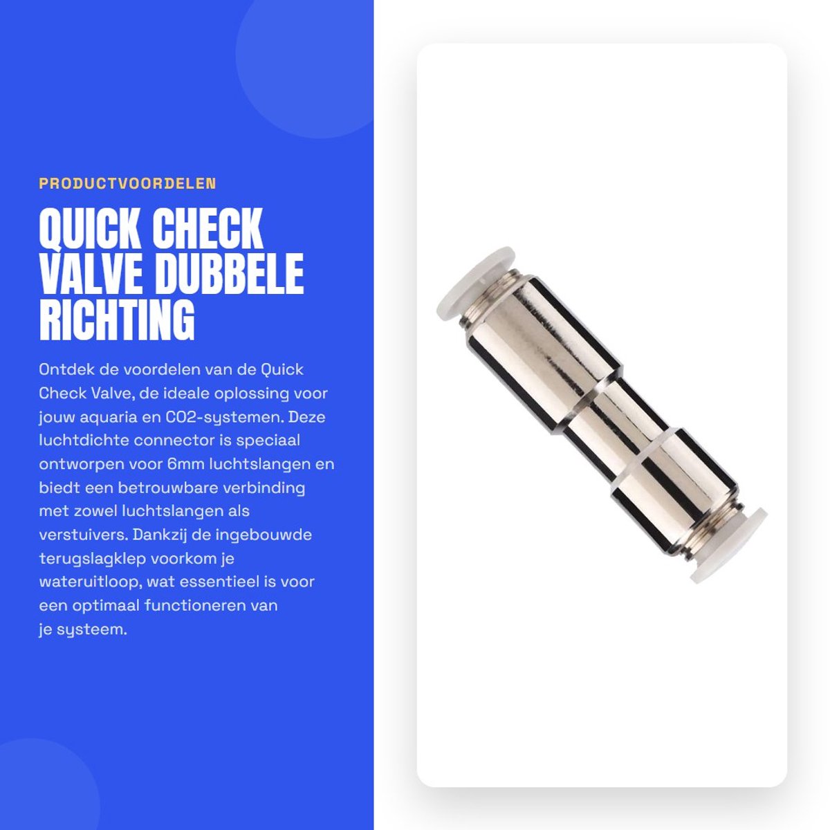 Dailygoods- Terugslagklep 6mm - Dubbele Richting - Luchtdicht - Metalen Snelverbinder - Voorkomt Wateruitloop - Hoogwaardig Materiaal