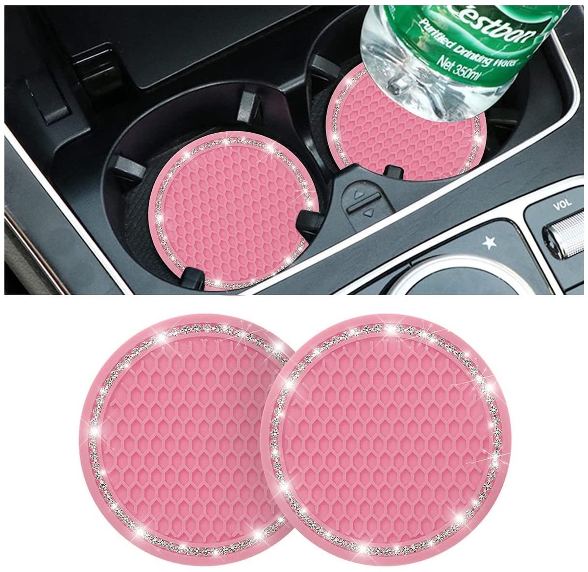 Dailygoods- Onderzetters voor glazen - Onderzetters met houder - Onderzetters siliconen - Onderzetters antislip - Onderzetters 7 cm - Onderzetters 2 stuks - Autoonderzetter