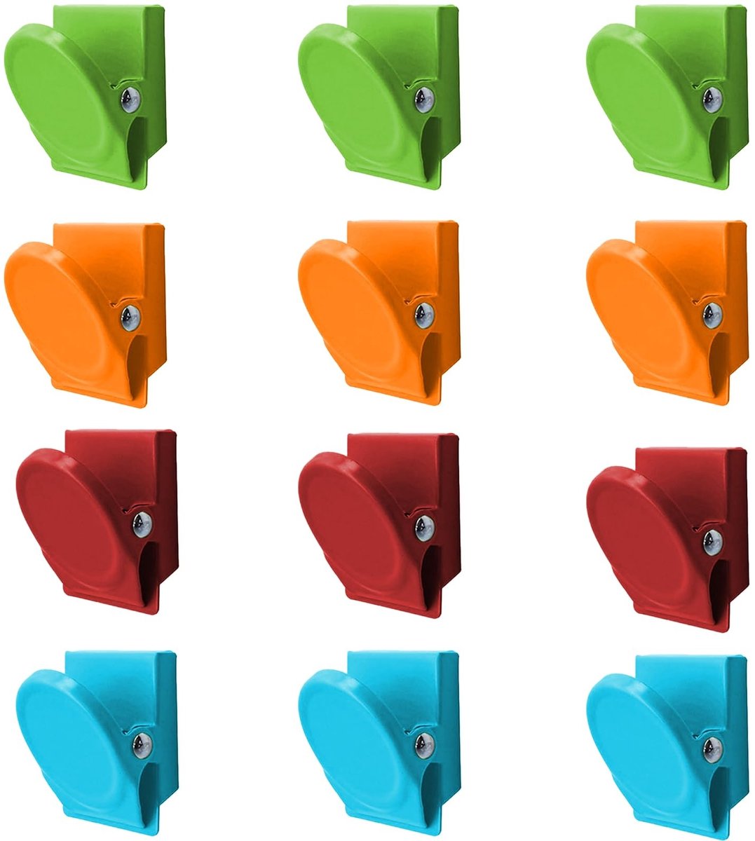 Dailygoods- Magneetclips 12 Stuks - Veelkleurige Magnetische Klemmen - Duurzaam Kunststof - Voor Koelkast/Whiteboard - Ideaal voor Organisatie - Lange Levensduur - Magnetische Clips