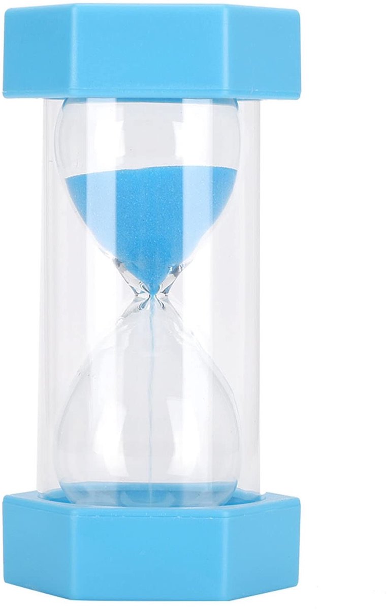 Dailygoods- Zandloper 5 Minuten - Kleurrijke Plastic Zandklok - Tandenpoetsen - Spelletjes - Klaslokaal - Hoogte 12,8 cm - Tijdklok
