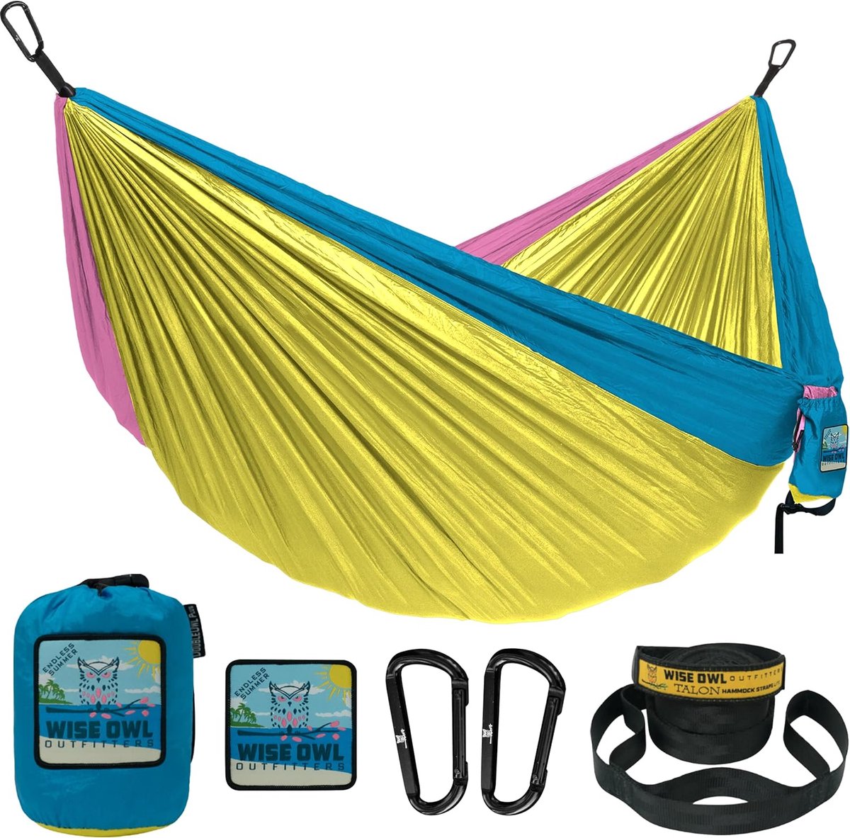 Camping Hangmat - Draagbare Hangmat - Outdoor Ontspanning - Inclusief Boomriemen - Enkel of Dubbel - Meerdere Kleuren