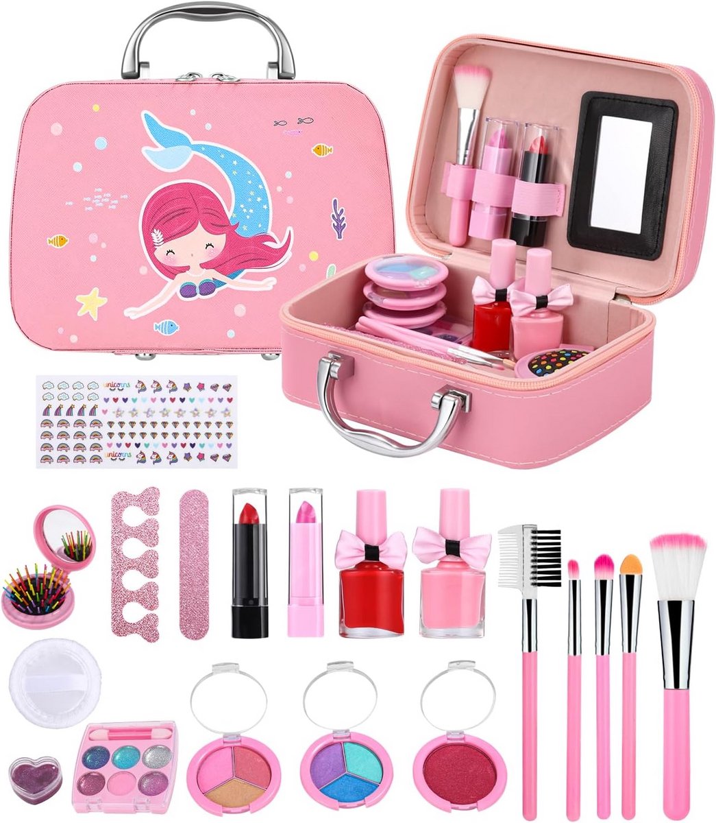 Kind Make-up Set - Speel Make-up - Doen alsof - Niet-toxisch - 27 x 16 x 11 cm - Roze