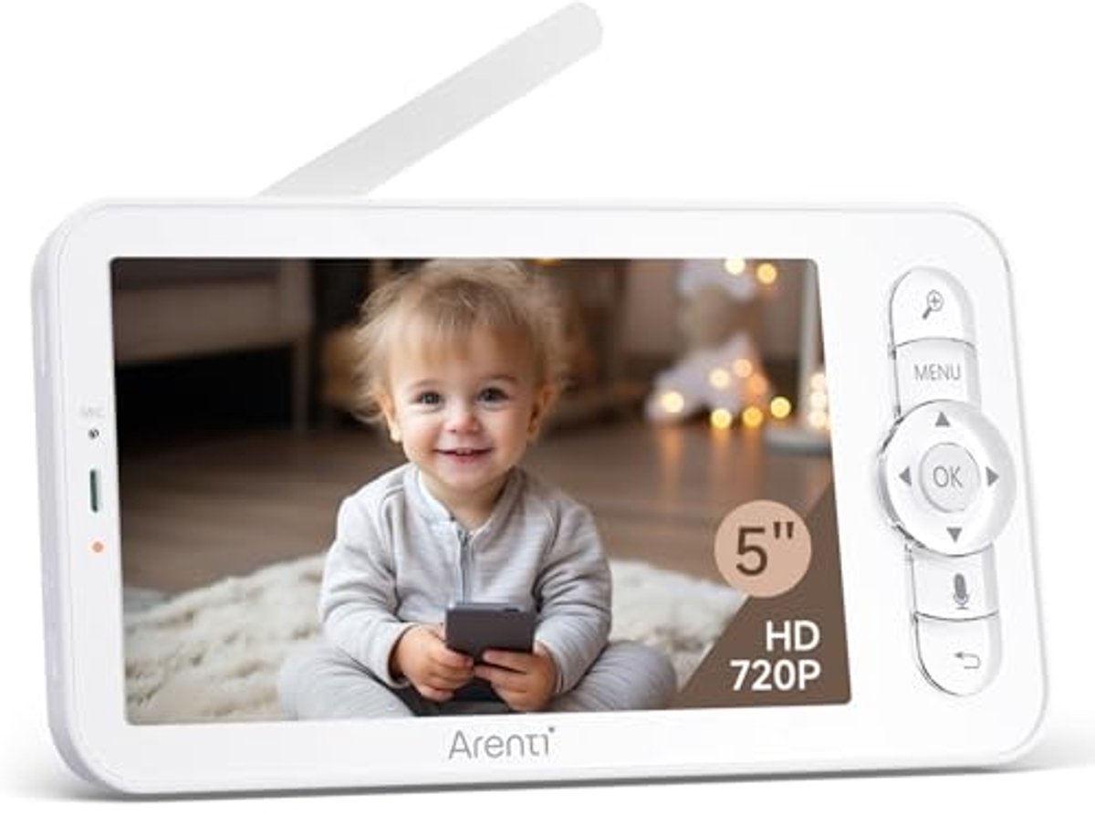 Audio babyfoon - Kind monitor - Veiligheid thuis - 5 inch kleurenscherm - 186 x 106 cm - Wit