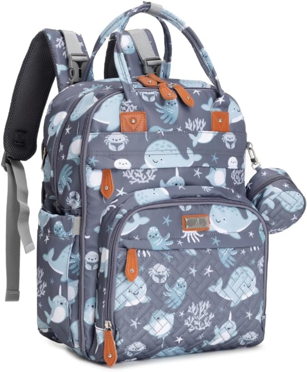 Baby Luiertas Rugzak - Luier Organizer - Baby Verzorgen - Veelzijdig Opbergvak - 21 x 31 x 42 cm - Grijs