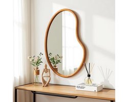Wandspiegel Jokioinen 75x55 cm eikenkleurig houten frame freeform hangspiegel