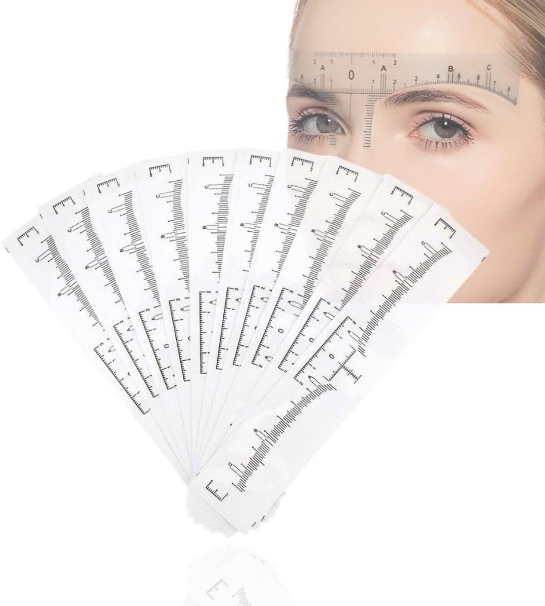 Wenkbrauw Liniaal Stickers - Make-up Sjabloon - Nauwkeurig Meten - Wegwerpbaar Ontwerp - 100 Stuks - Transparant