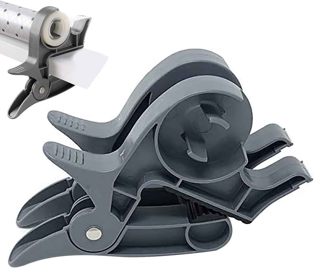 Inpakpapierklemmen - Papierhouder - Cadeaus Inpakken - Met Tapedispenser - 2 Stuks - Grijs