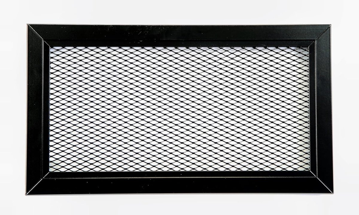 Ventilatierooster Aluminium - Lucht Roostertje - Ventilatie Verbeteren - Montage Zonder Boren - 30x15 cm - Zwart RAL9005