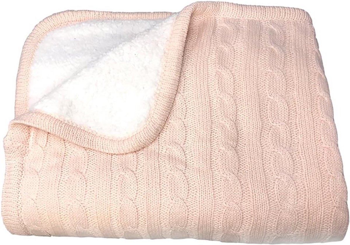 Baby deken - Babysjaal - Warmte en comfort - Zachte Sherpa voering - 30x40 inch - Bloemblaadje roze