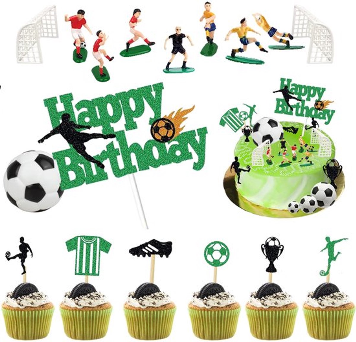 Dailygoods- Taartdecoratie Voetbal - Taartdecoratie Set - Cupcake