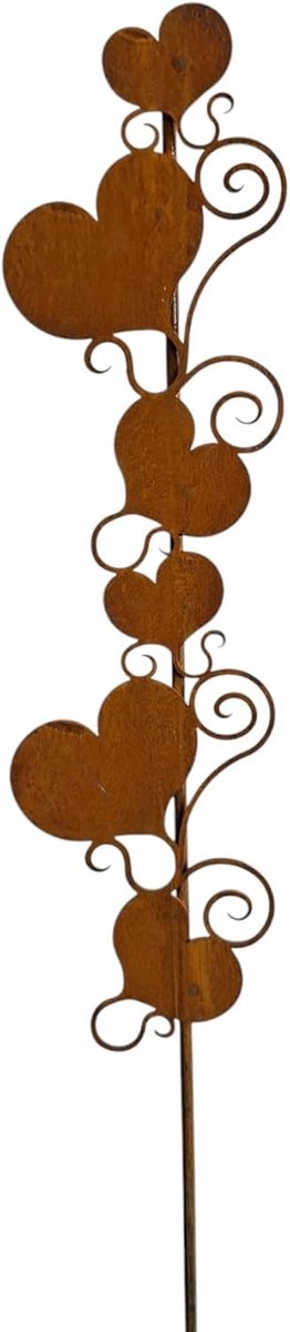 Tuinsteker Hartjes - Metalen Decoratie - Romantische Tuin - Authentieke Roestlook - 70 cm Hoog - Roestbruin