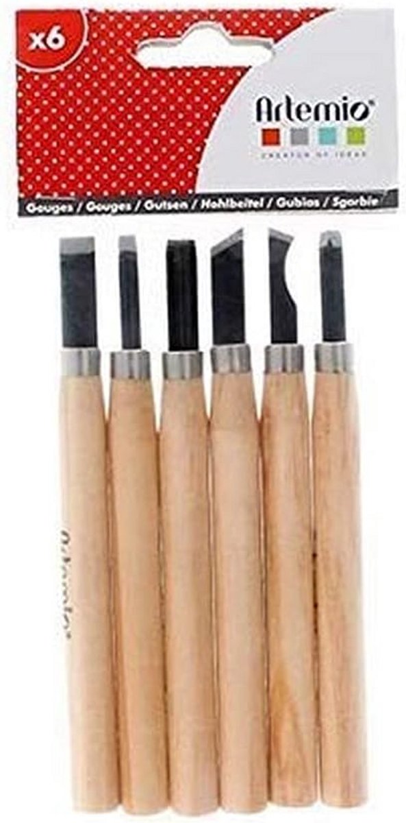 Gouges Set - Graveerbeitels - Stempels Maken - 6 Verschillende Tips - 9 x 15 x 20 cm - Meerkleurig