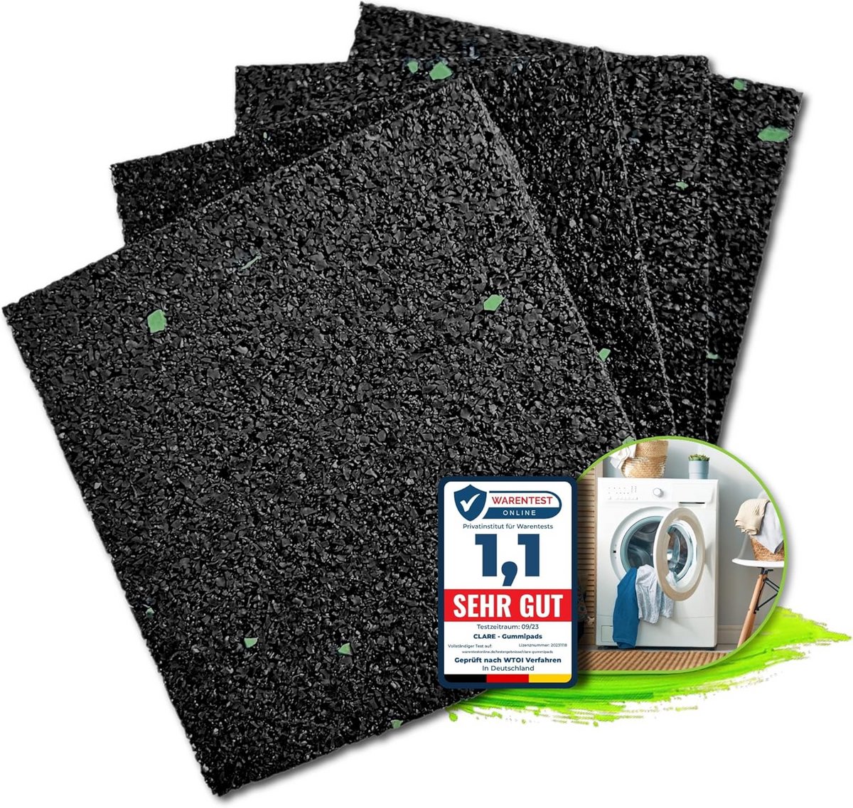 Trillingsdempers Wasmachine - Antislip Pads - Minder Lawaai - Hoge Wrijvingscoëfficiënt - 8 stuks 15 mm - Zwart