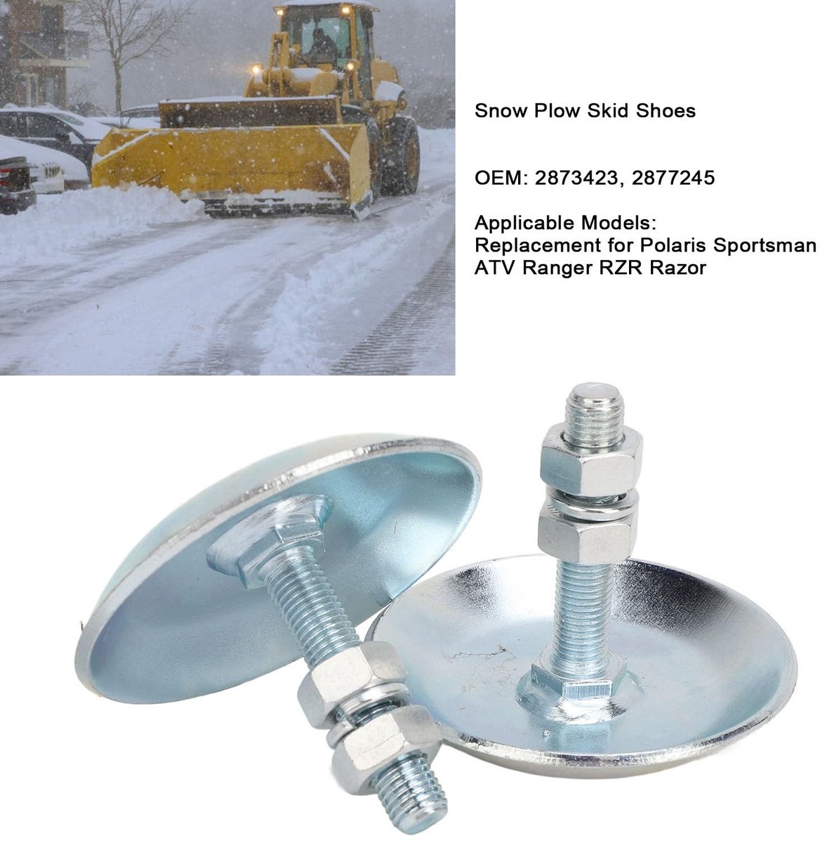 Dailygoods- Sneeuwploegblad Heavy Duty - Skidschoenen - Vervanging voor Polaris Sportsman/Ranger/RZR/Razor - Metaal - Inclusief moeren/ringen - Totale hoogte 2,7 inch