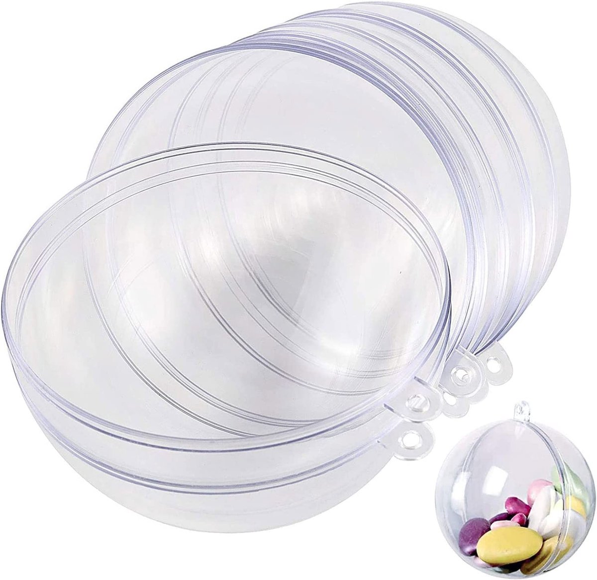 Dailygoods- Kerst Ornamenten Set van 40 - Doorzichtige Plastic Vulbare Ballen - Decoratie Ballen - DIY Craft - Bruiloft Party Decor - Hanglus Op Elke Bal - Decoratieballen