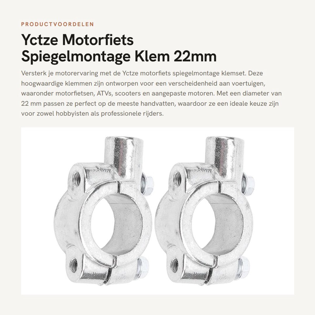 Dailygoods - Motorfiets Spiegelmontage Klem - 22mm Handlebar Adapter Set van 2