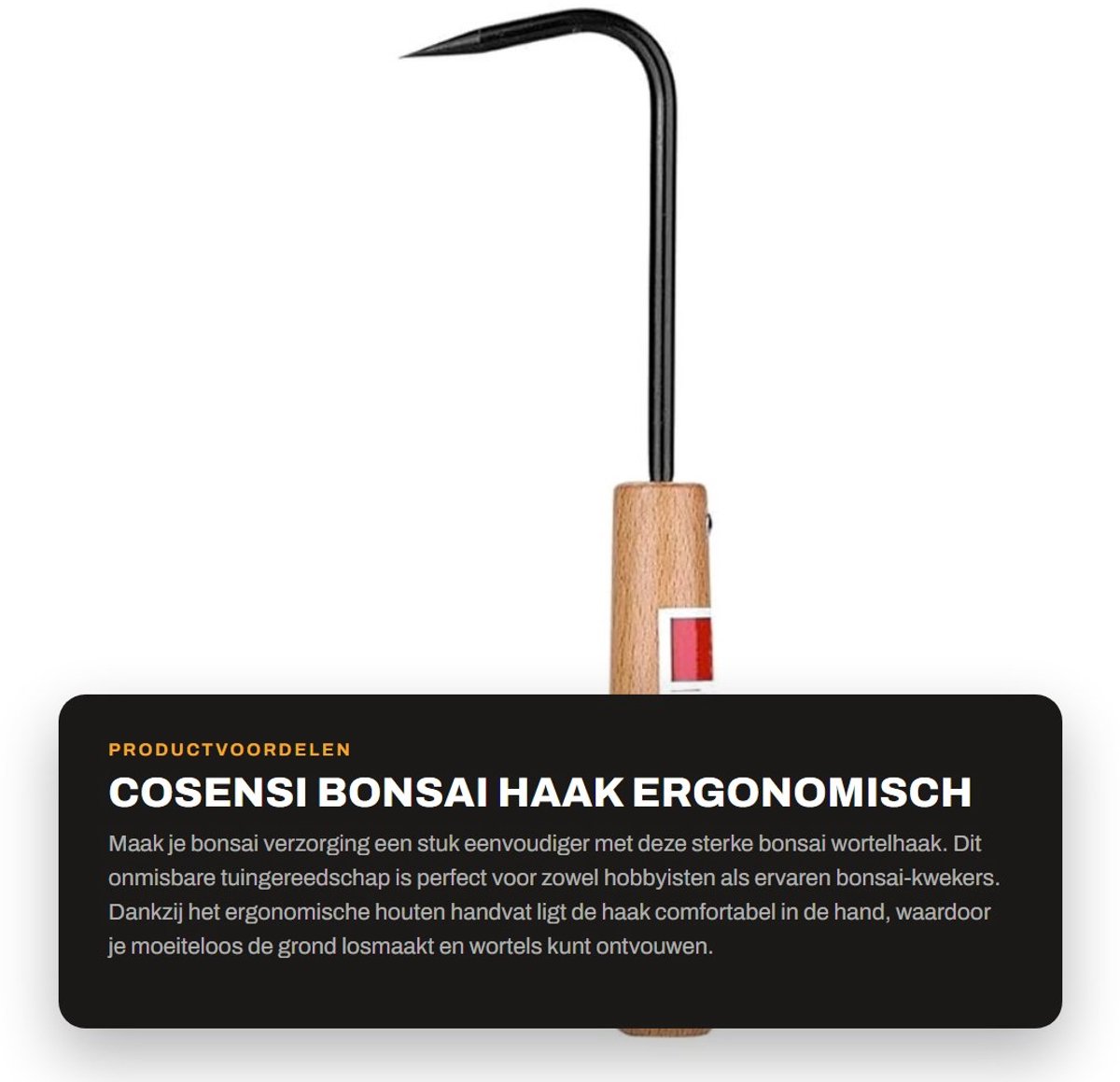 Dailygoods- Bonsai Haak Stevige Ijzer - Ergonomisch Houten Handvat - Tuingereedschap - Wortel Haak - 6x22cm - Onmisbaar Gereedschap