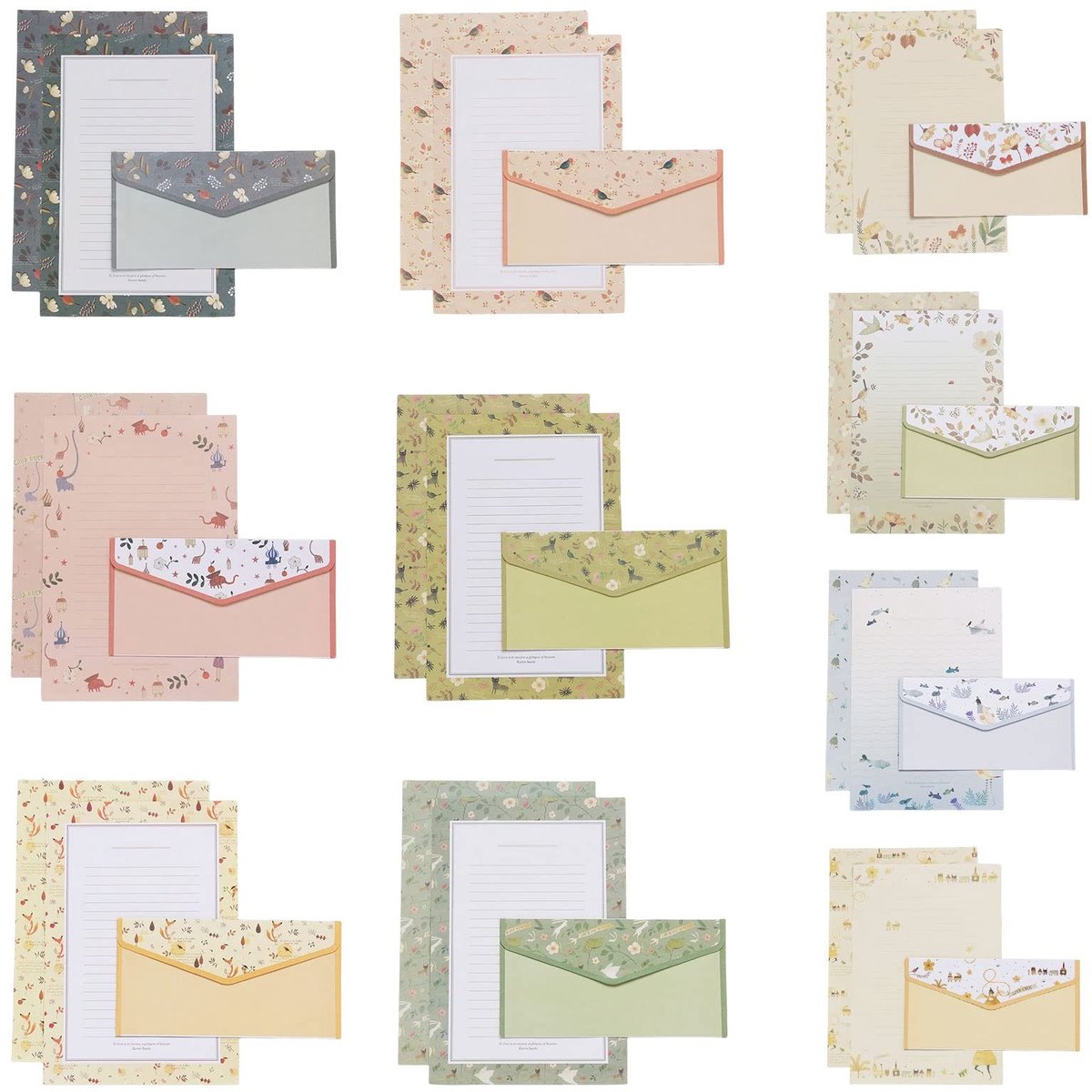 Dailygoods - Vintage Briefpapierset met 90 Briefpapier, 30 Enveloppen en 60 Uitnodigingskaarten
