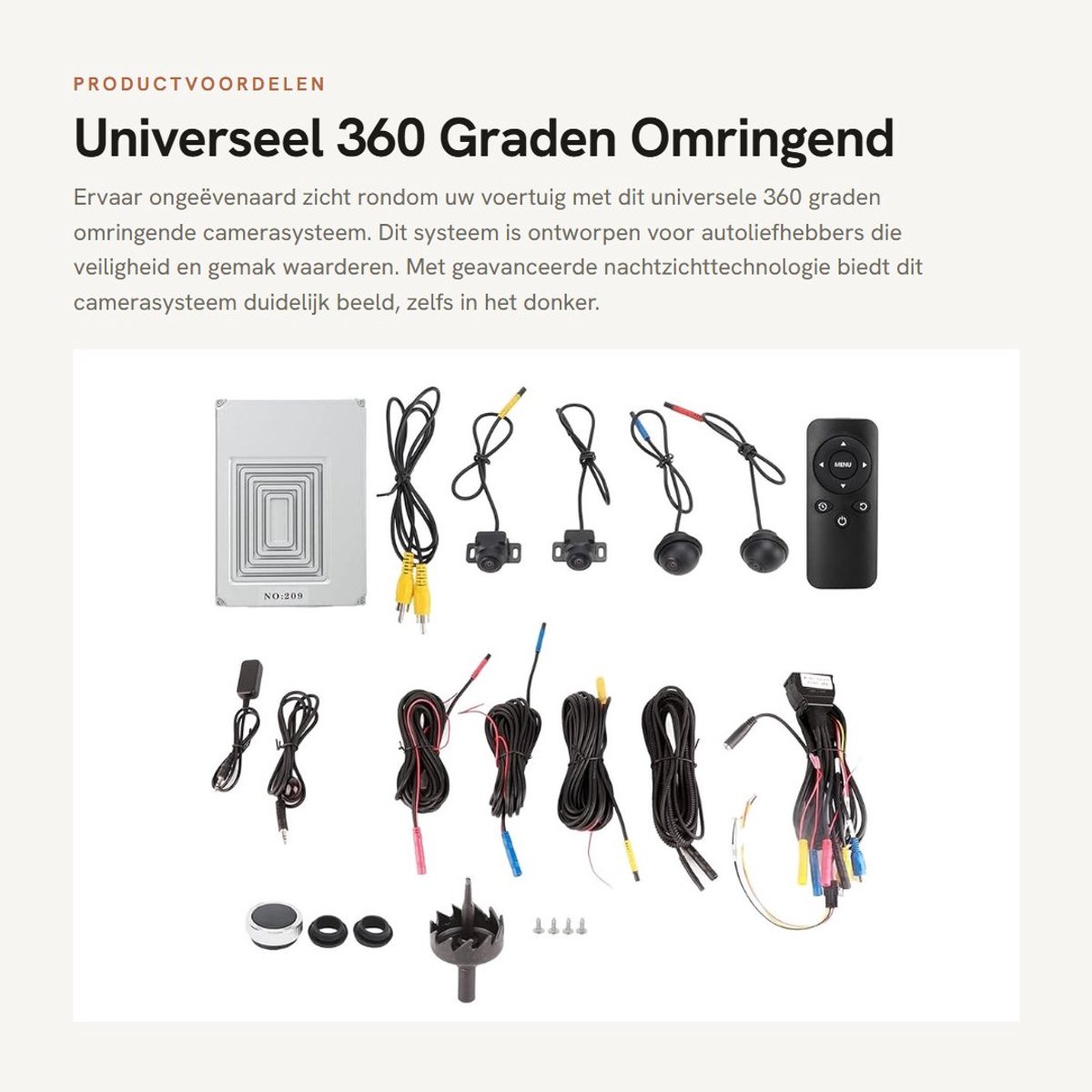 Dailygoods- Camerasysteem Waterdicht - 360 Graden Groothoek - Nachtzicht 170° - Auto DVR-opname - HD 1280x720P - Ruisonderdrukkingstechnologie - Parkeercamera