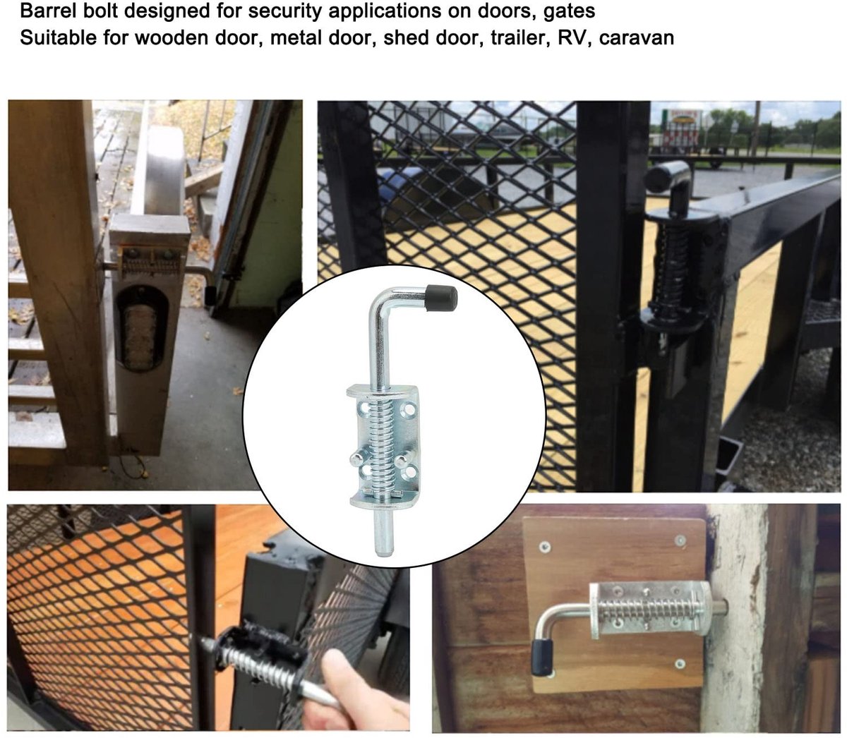 Dailygoods- Veerslot 171 mm - Veervergrendeling - Aanhangerdeur - Achterklep - Koolstofstaal - Zwart rubberen handvat - Deurslot