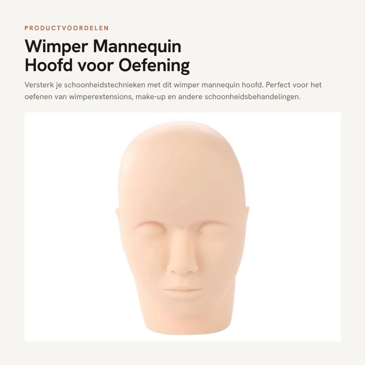 Dailygoods- Wimper Mannequin Hoofd Zacht Rubber - Oefenhoofd Wimperextensions - Make-up Training - Massage Hoofd - Schoonheidstechnieken - Geschikt voor Oefeningen