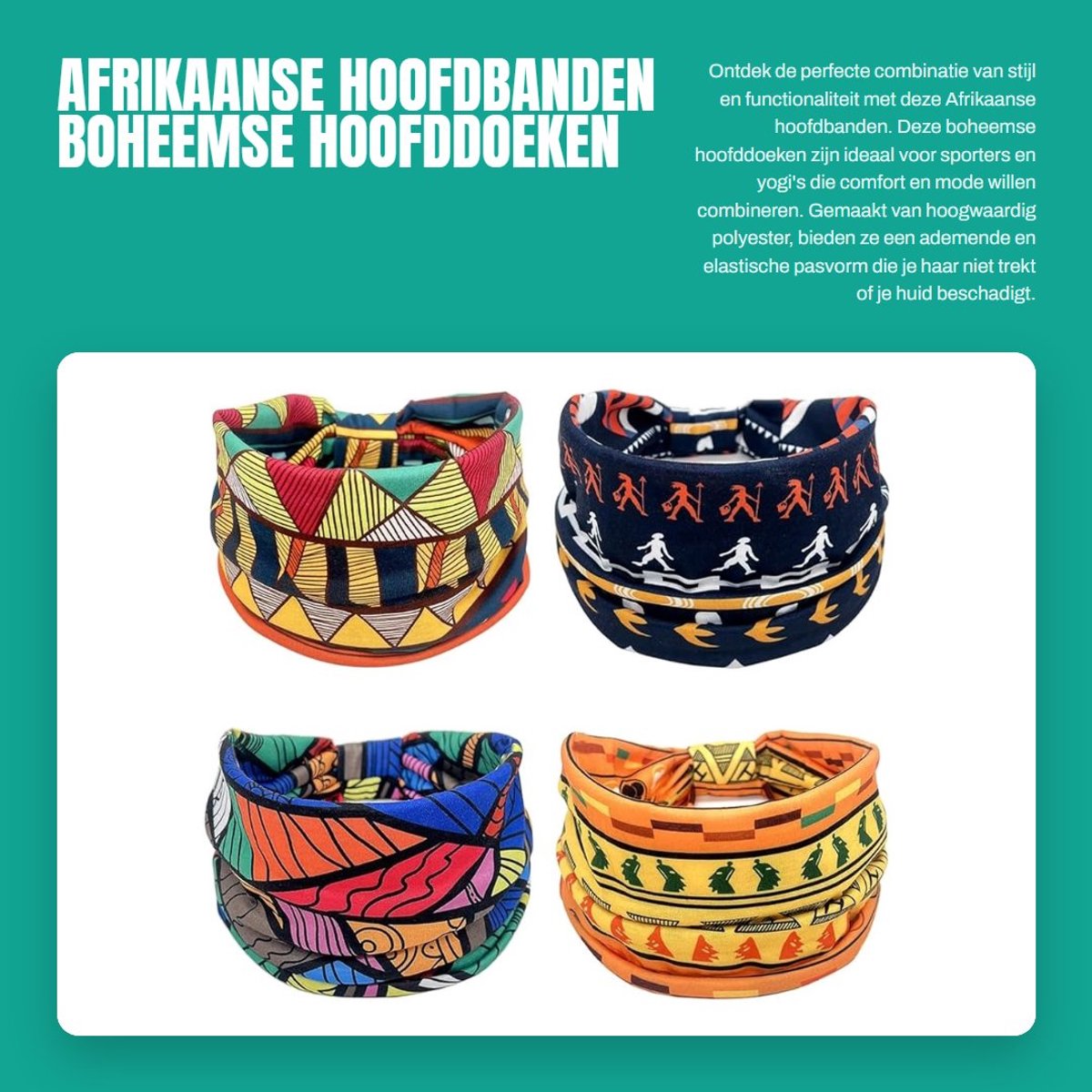 Dailygoods- Hoofdband Ademend - Hoofdband Sport - Hoofdband Dames - Hoofdband Yoga - Hoofdband Retro - Set van 4 Stuks - Hoofddoek