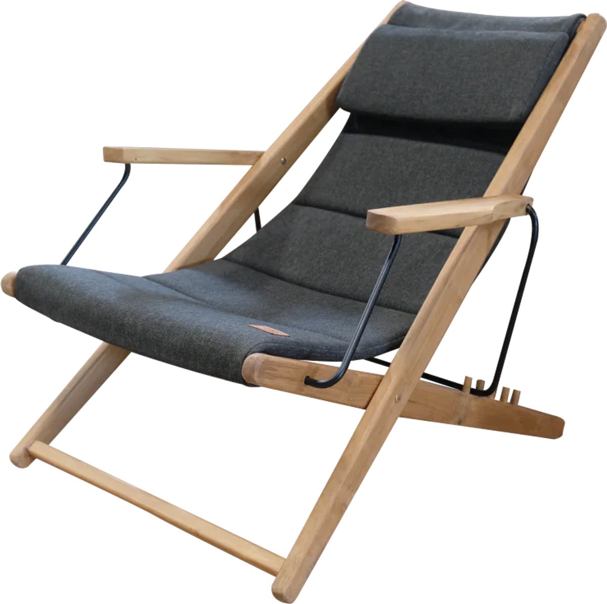Tuinstoel klapstoel loungestoel met armleuning Teakhout Charcoal Beaver Creek