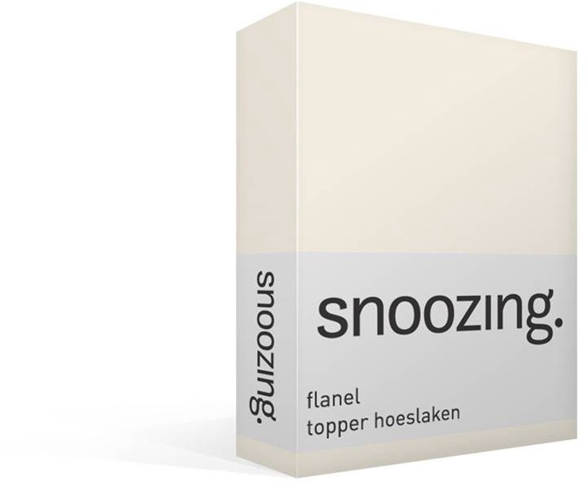 Snoozing Flanel - Topper - Hoeslaken - Eenpersoons - 90/100x220 cm - Ivoor