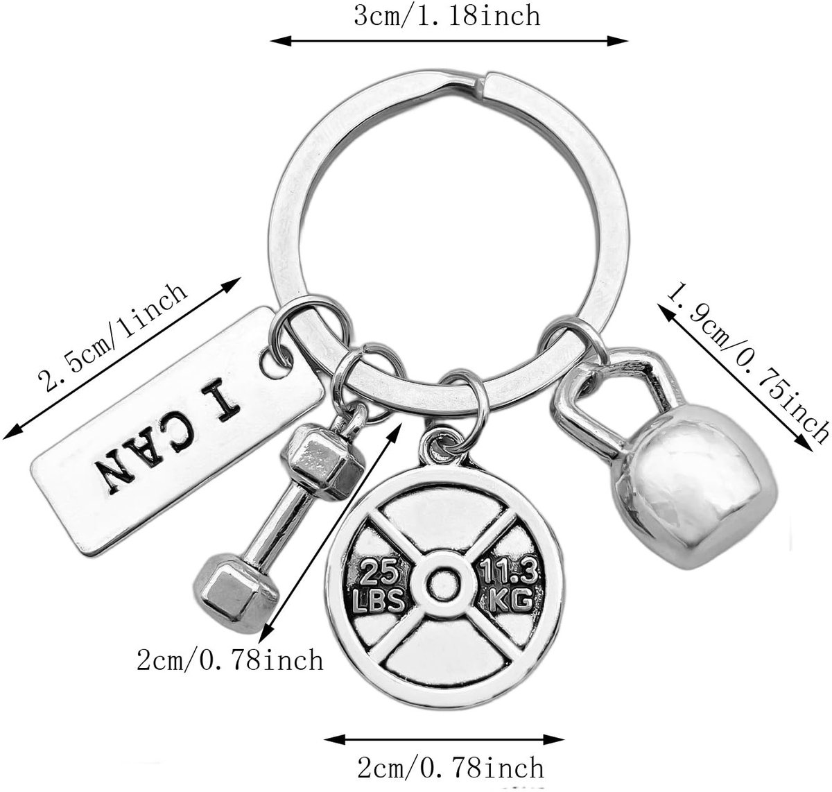 Store_7 - Sleutelhanger fitness - Dumbbell halter en kettlebell - Stijlvol en lichtgewicht - Zilver - Uniek cadeau voor sportliefhebbers - Geschikt... – foto 4