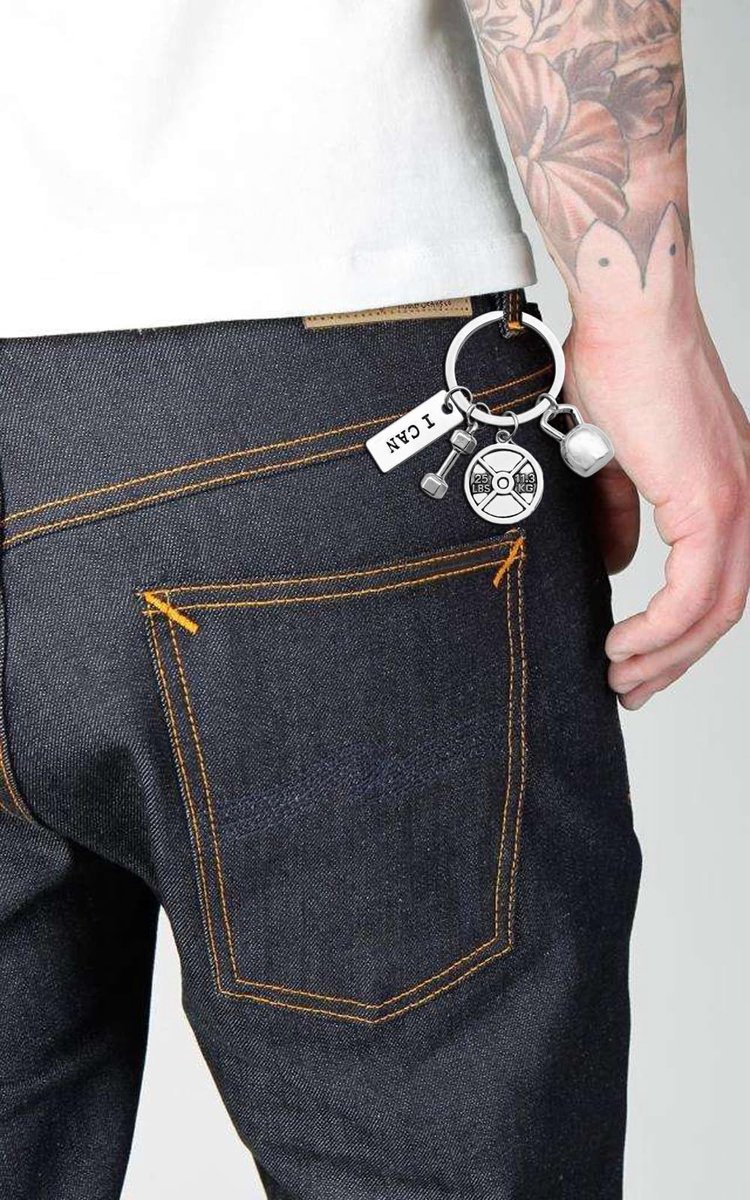 Store_7 - Sleutelhanger fitness - Dumbbell halter en kettlebell - Stijlvol en lichtgewicht - Zilver - Uniek cadeau voor sportliefhebbers - Geschikt... – foto 5