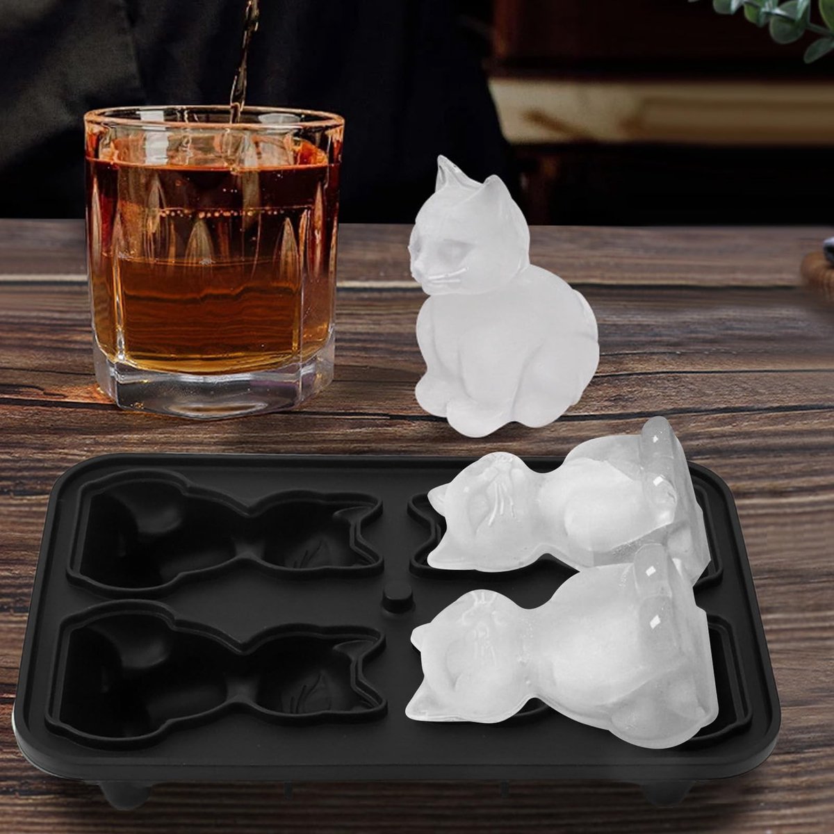 aladdien - IJsblokjesvorm - 3D IJsblokjes voor Dranken - Kat Vorm - Silicone IJsblokjes - Perfect voor Cocktails en Koffie - Geschikt voor Feestjes ...