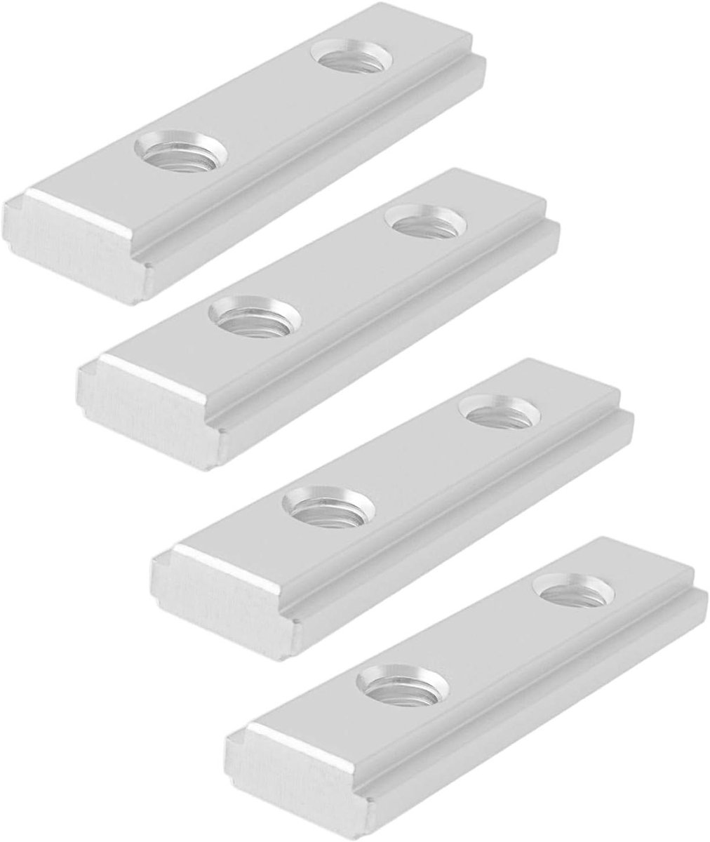 T-sleuf Moer - Geleiderailschuiver - Werkbank Bouwen - Dubbele Groef - 4 Stuks 50mm - Zilver