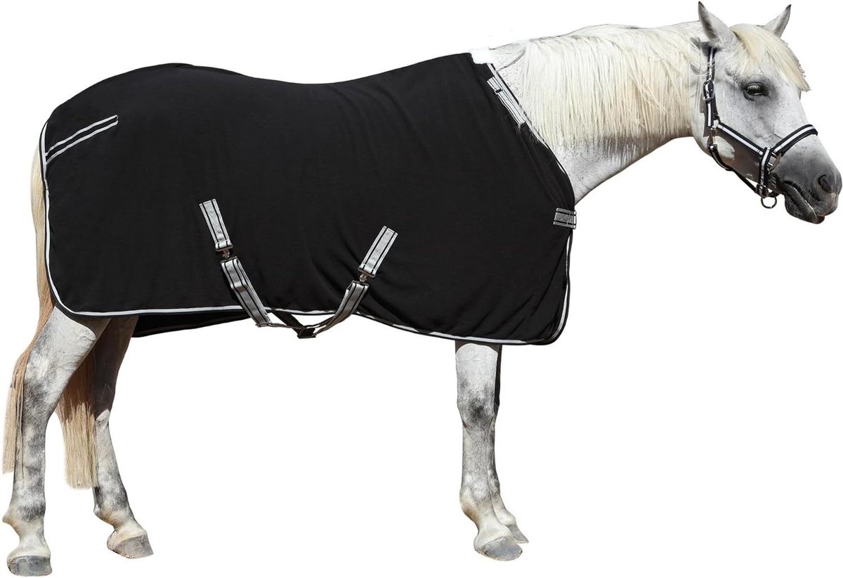 Paardendeken Fleece - Zweetdeken Paard - Na Training - Dubbelzijdig Fleece - 165 cm - Zwart