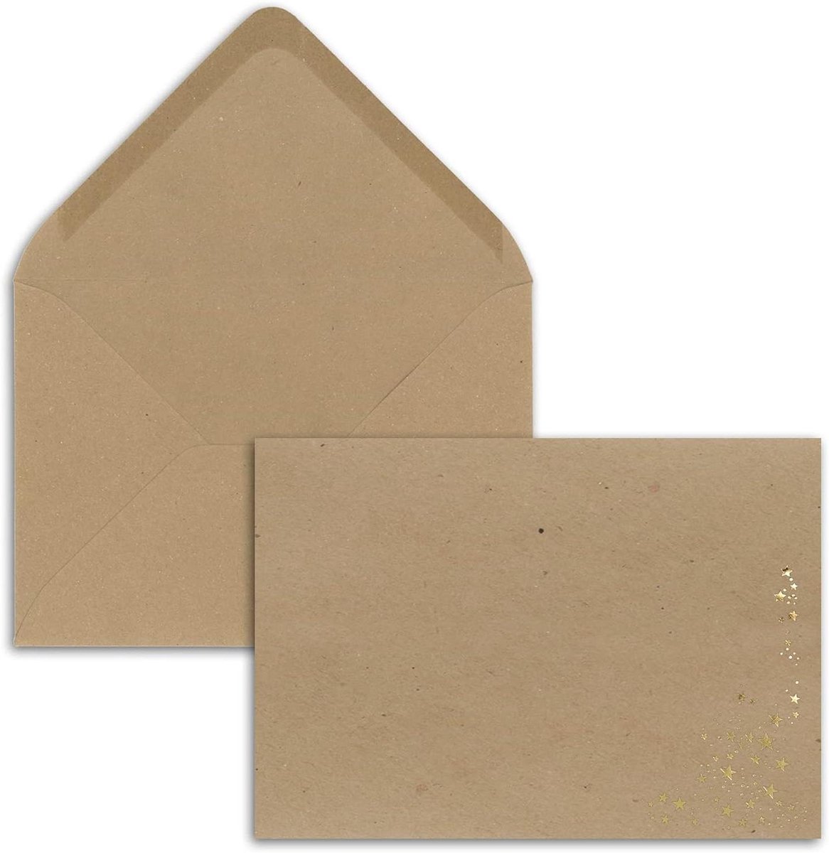 Kerstenveloppen met Sterren - Feestelijke Enveloppen - Feestelijke Post - Goudmetallic Reliëf - 150 Stuks DIN C5 - Zandbruin
