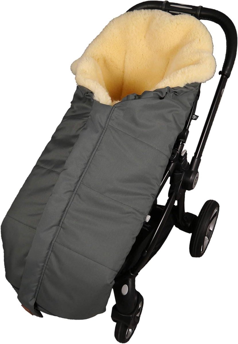 Kinderwagen Voetenzak - Lamsvacht Dekje - Baby Warm Houden - Wind Waterafstotend - 105 cm - Antraciet