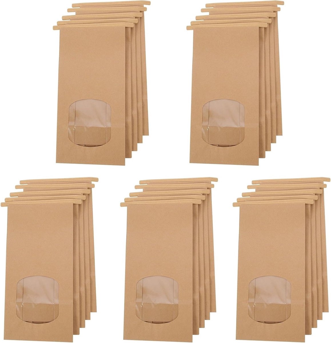 Kraft Papieren Tassen met Kijkvenster - 25 Stuks, 17x9x6cm, Oliebestendig voor Trouwen, Cadeaus, Snacks en Specerijen