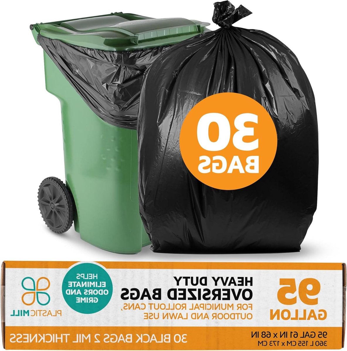 Vuilniszakken - Afvalzakken Grote Bakken - Afval Verwerken - Scheurbestendig Dik Plastic - 95 Gallon 61x68 - Zwart
