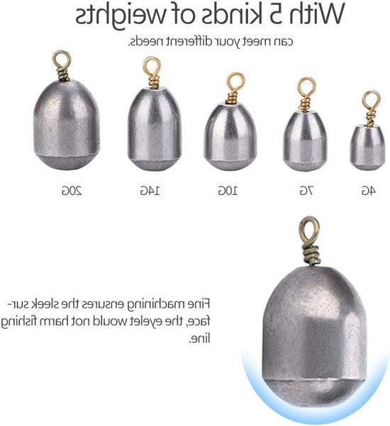 Visgewichten Set voor Drop Shot en Wacky Rig - Inclusief Offset Haak en Tackle (20 Stuks) van Merkloos — afbeelding 3