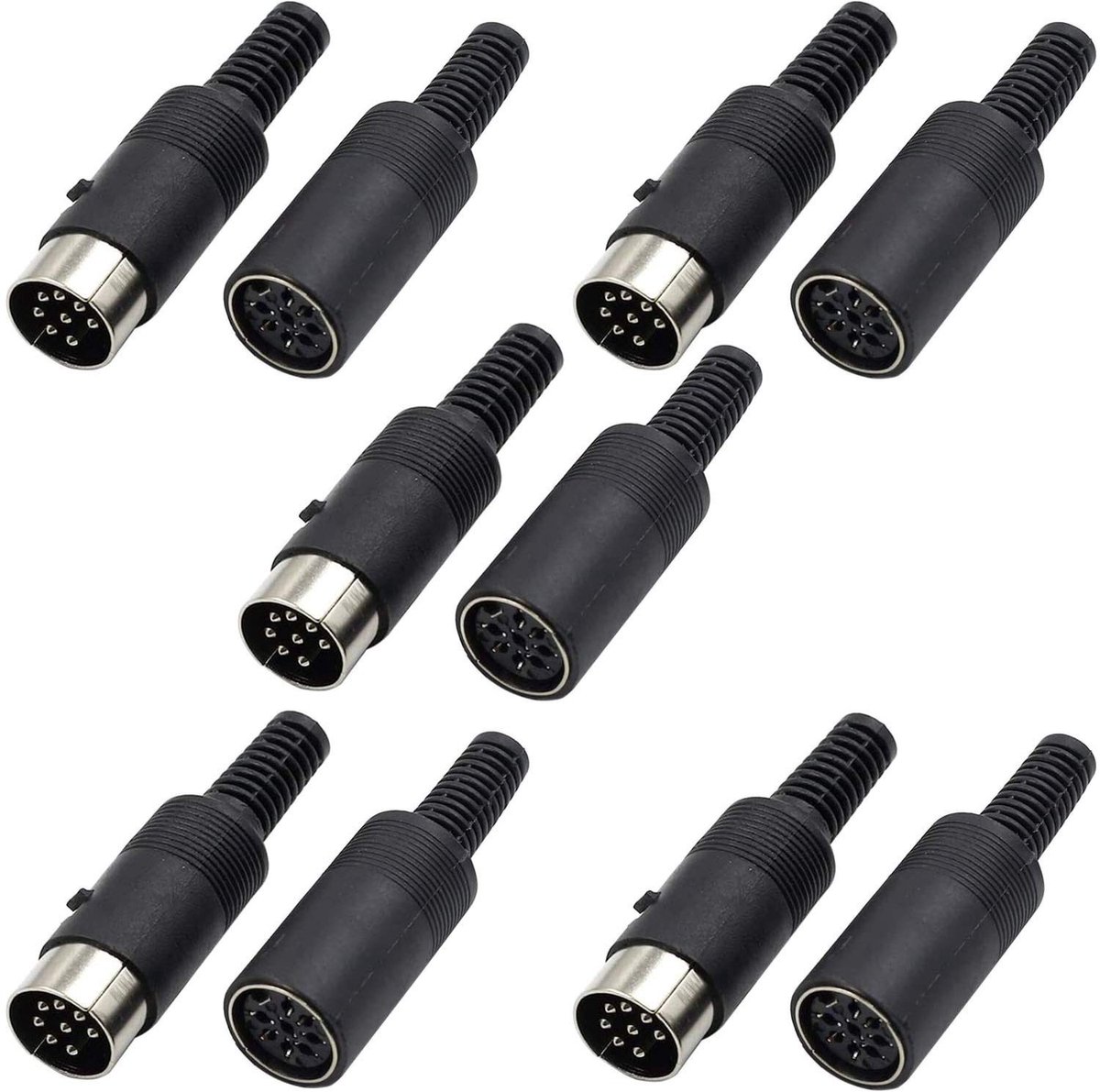 RUNCCI-YUN 10-Pack 8-Pin DIN Plug Socket Audio Connector - Zwart