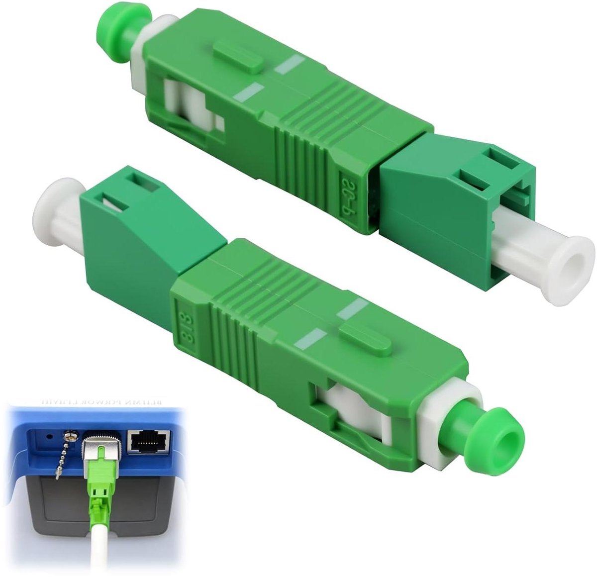 Glasvezeladapter SC/APC - LC/APC Koppeling - Netwerk Installatie - Hybride Simplex Ontwerp - 2 Stuks - Groen