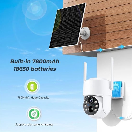 Draadloze Zonnecamera - Outdoor IP Camera - Huis Beveiligen - Ingebouwde Batterij - 8MP HD Resolutie - Zwart — afbeelding 2
