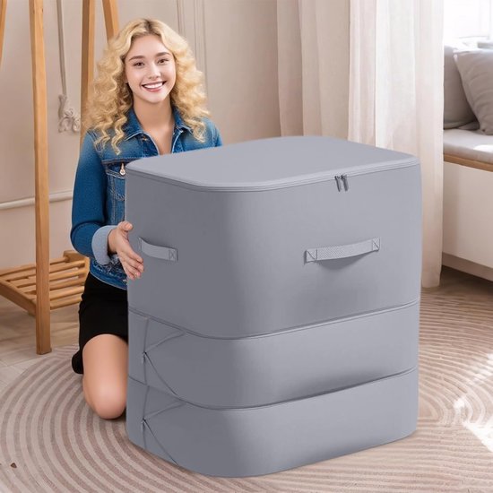 Dekbed opbergzak - Organisatie tas - Ruimte besparen - Zelfcompressie technologie - 19L x 25B x 10H cm - Grijs — afbeelding 2