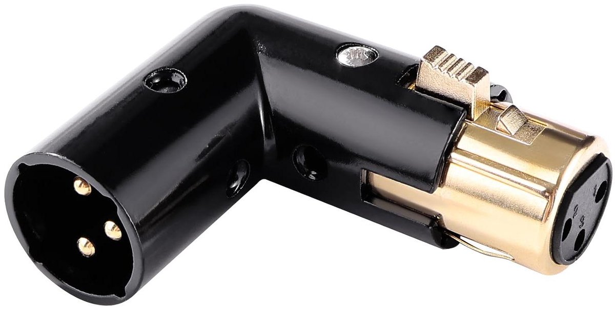 XLR Adapter - Haakse Connector - Audio Aansluiten - Verstelbare Hoek - 3-Pins - Zwart Goud