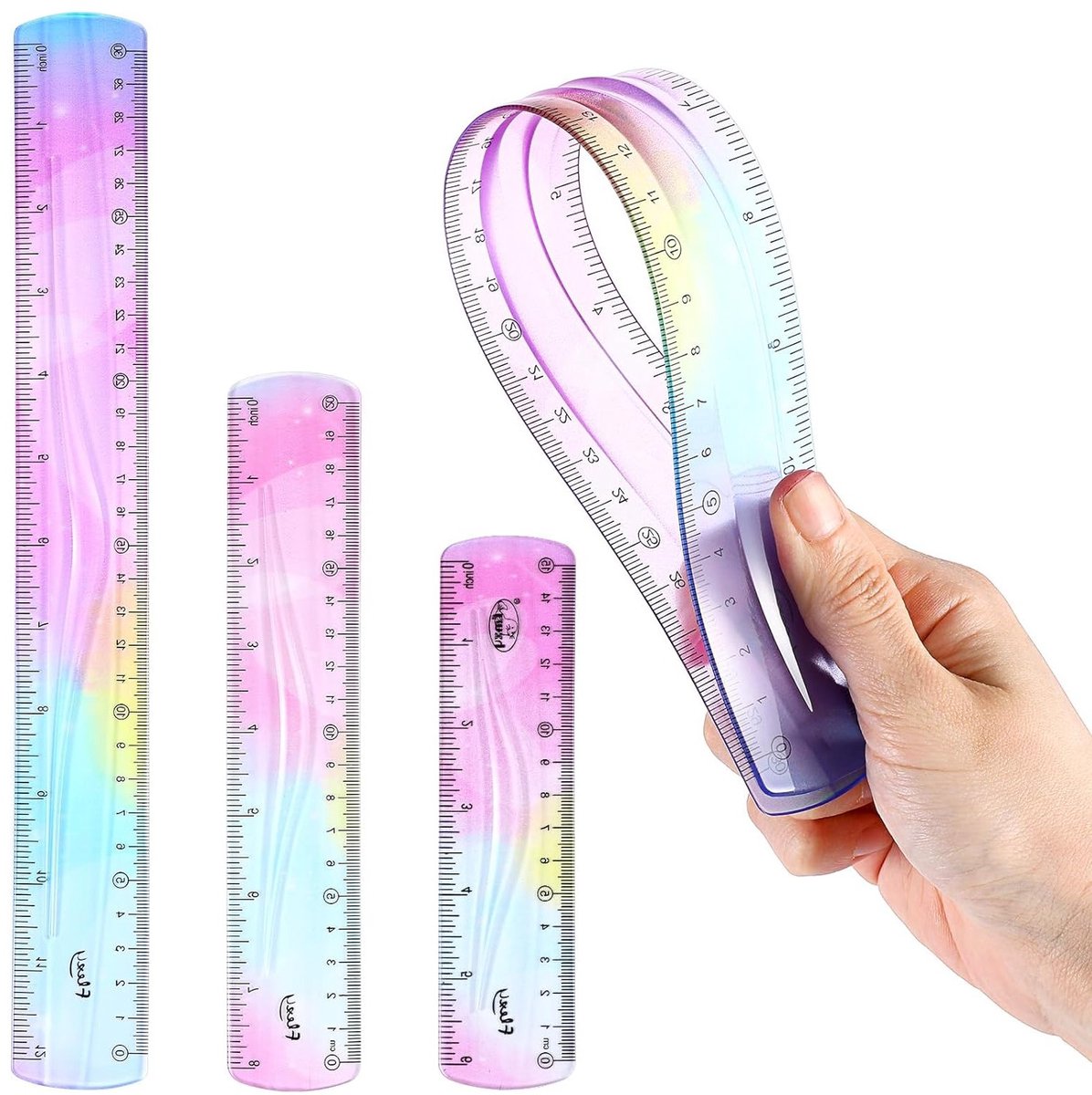 Set van 3 Flexibele Linialen van 15 cm, 20 cm en 30 cm - Schokbestendige en Buigzame Liniaal voor School, Kantoor en Thuisgebruik
