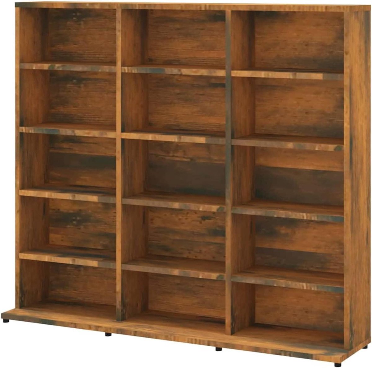 CD Kast - Media Opberger - Muziek Collectie - Voldoende Opbergruimte - 102 cm Breed - Gerookt Eiken