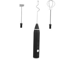 Melkschuimer USB - RVS Mixer - Koffie Maken - Oplaadbaar - Compact Formaat - Zwart