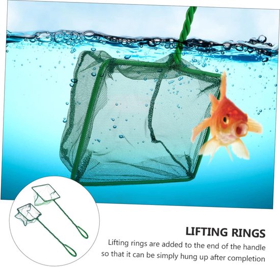 Vissennet Set - Aquarium Schepnet - Vissen Vangen - Fijnmazig Nylon - 50x19cm - Groen — afbeelding 4