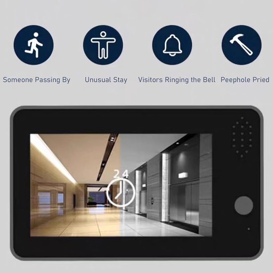 Digitale Deurspion - Videodeurbel Camera - Huis Beveiliging - 4.3 Inch HD Scherm - 1080P Resolutie - Zwart — afbeelding 2